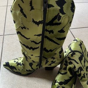 Nastygal velvet leopard print cowboy boot